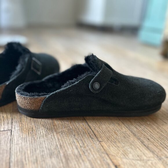 Birkenstock Boston Shearling Suede Leather - Black size 39 US 8-8.5 women - Picture 5 of 11